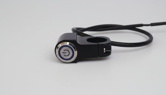 CNC Aluminium Push Button Handlebar Switch (ON-OFF) with Glowing ‘G’ Indicator Light – 12V DC Waterproof Universal for All Motorcycles, Bikes, Cars & Scooties