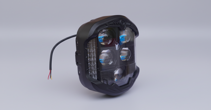 HJG GENUINE God’s Eye 5-Lens Projector LED Auxiliary Headlamp – White + Red Color DRL | Waterproof IP68 | Universal for Motorcycles & Cars