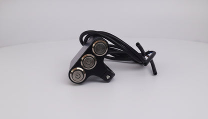 Universal Handlebar Triple Push Button Metallic Switch with LED – ON/OFF Type (12V, 10A, Aluminium, CE Certified)